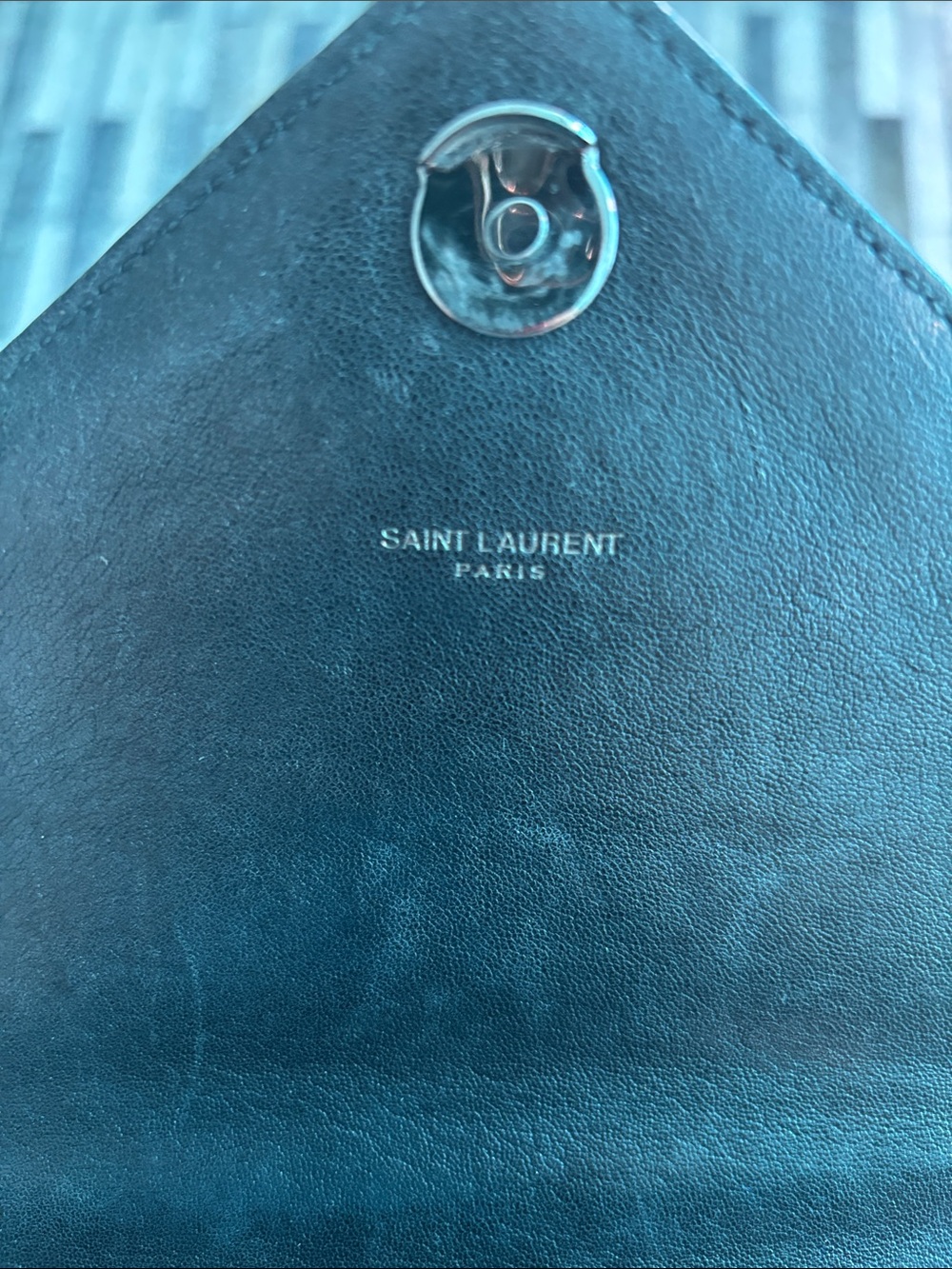 Original 2017 Saint Laurent Black Medium College Bag Chevron - Picture 8 of 13